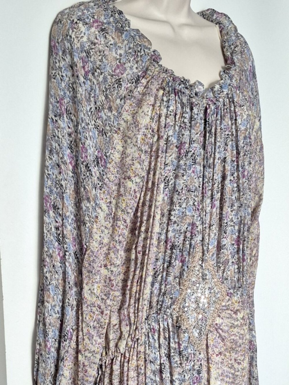 Zara ZW Collection Metallic Thread Maxi Dress Multicolored Size Large NWT - Picture 7 of 15